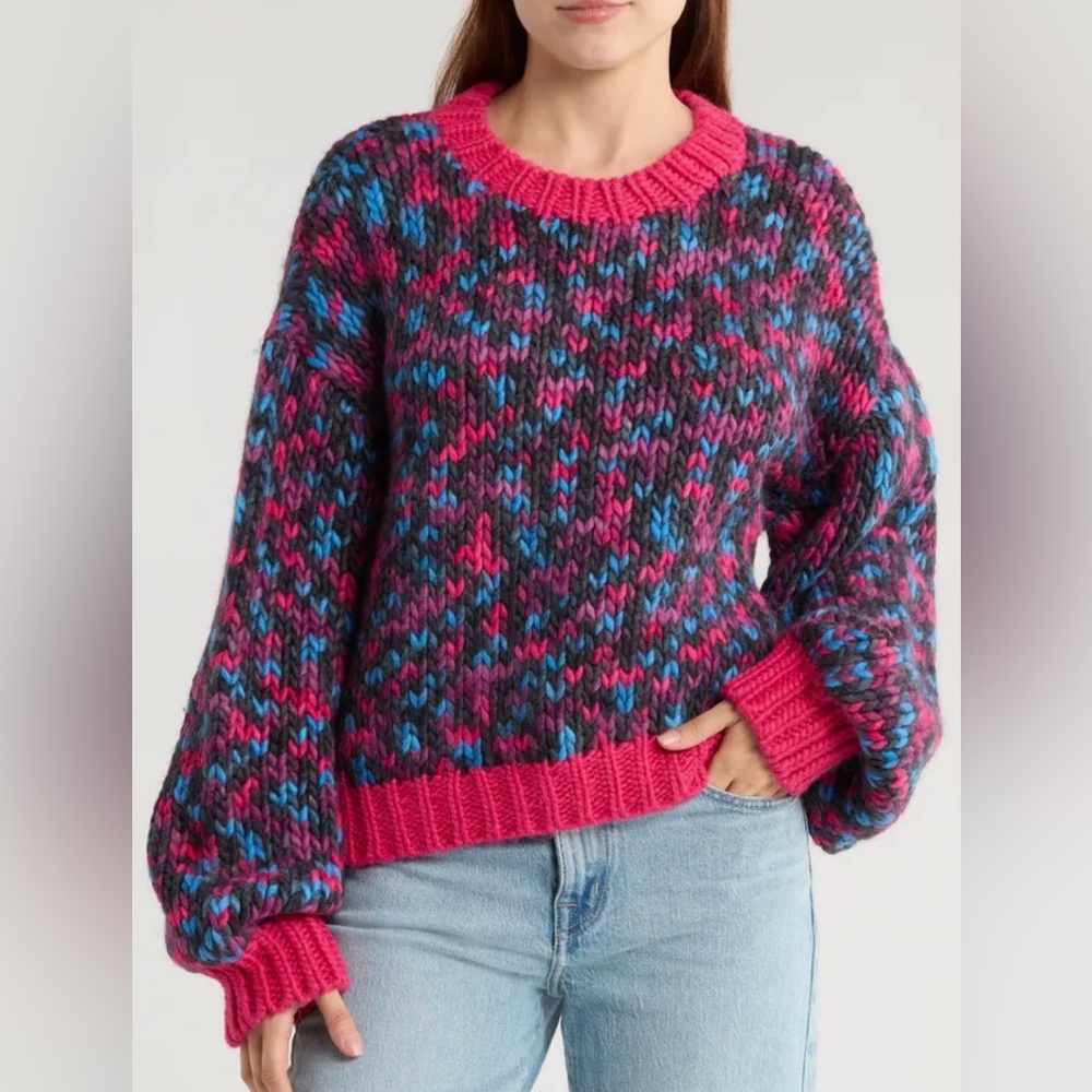{MOTHER} The Bell Sleeve Jumper Sweater Alpaca and Wool Blend in Chunk of Chain - Picture 2 of 16